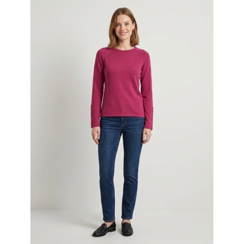 J.McLaughlin Magenta Pink Cotton Modal Button Cuff Raglan Sweater Womens Medium